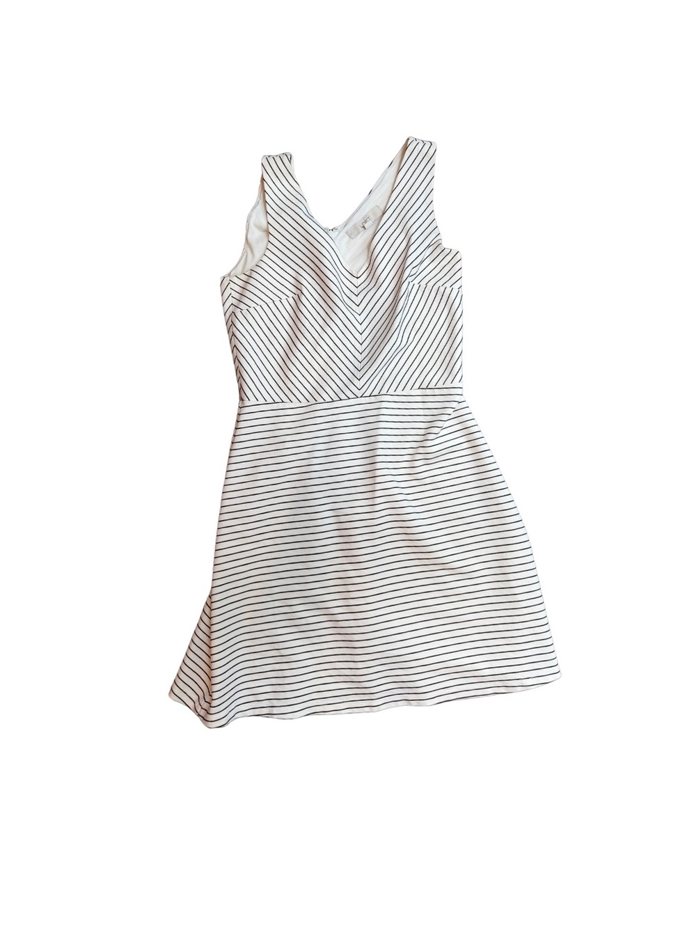 LOFT White Dress with Black Pinstripes